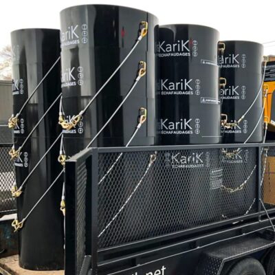 Black Superchutes on a trailer.